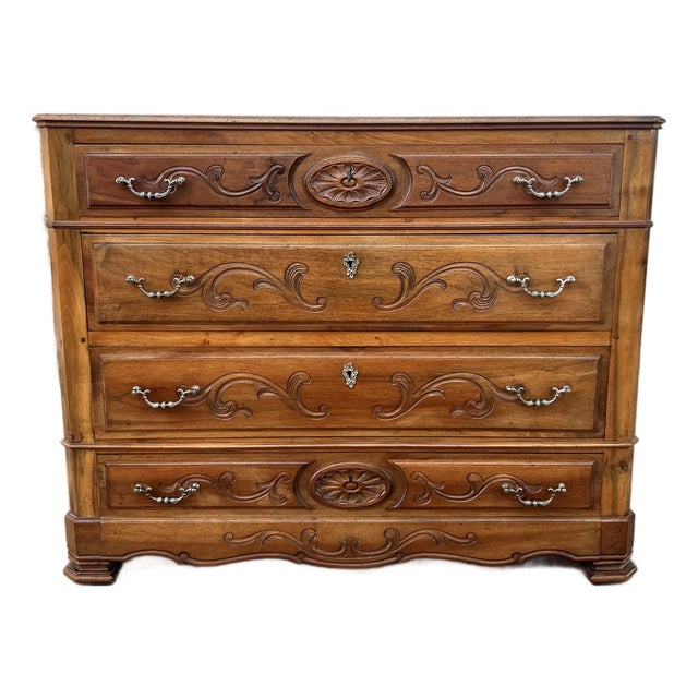French 19th Century Louis Philippe Walnut Marble Top Commode For Sale