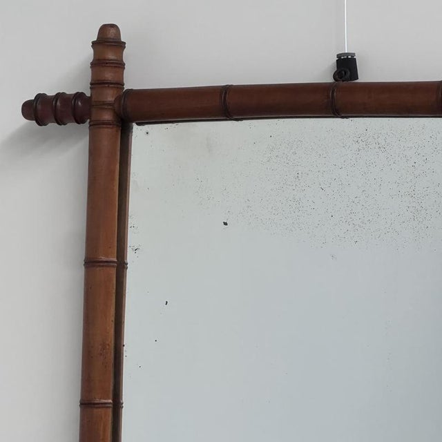 Antique Faux Bamboo Mirror, France For Sale - Image 12 of 14