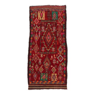 Vintage Red Taznakht Moroccan Rug - 04'09 X 09'10 For Sale
