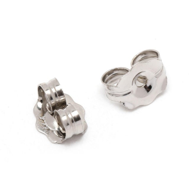 0.35ctw Pink Sapphire & Diamond Stud Earrings, 14k White Gold, Dainty Earrings, Pair For Sale - Image 4 of 5