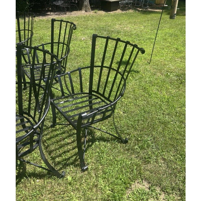 6 Heavy Rare Vintage Wrought Iron Oversized Chairs For Sale - Image 4 of 8