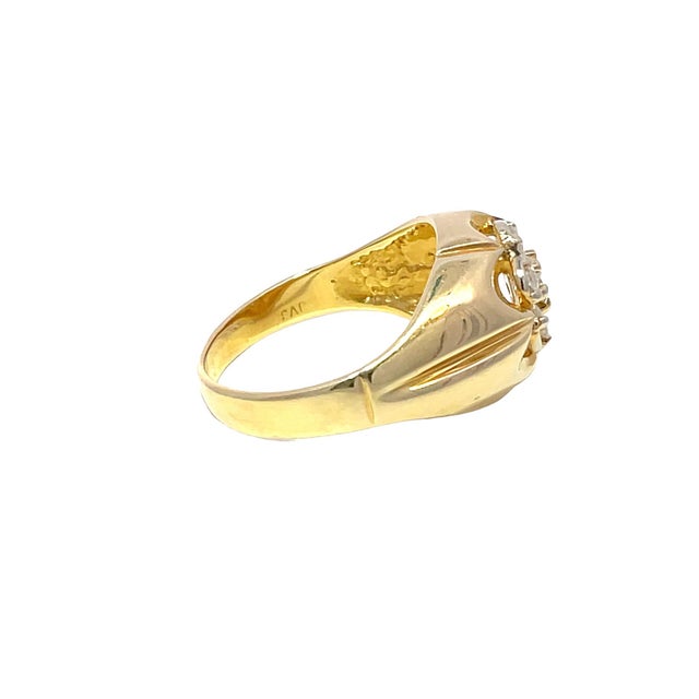 14k Yellow Gold Diamond Studded Gypsy Band Ring, Size 8.5 For Sale In New York - Image 6 of 10