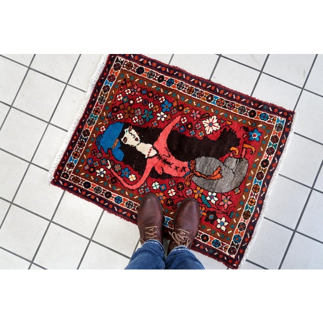 1970s, Handmade Vintage Persian Hamadan Rug 2.3' X 2.9' For Sale - Image 4 of 11
