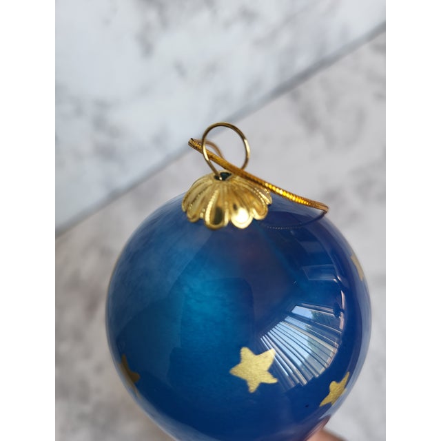 Hand-Painted Li Bien Angel Ornament With Gold & Blue Accents in Gift Box For Sale In San Francisco - Image 6 of 11