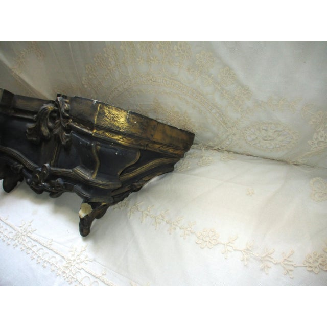 1960s Vintage Ornate Louis XIV Style Acanthus Leaf Design Slate Blue & Gold Corbels- Set of 2 For Sale - Image 5 of 10