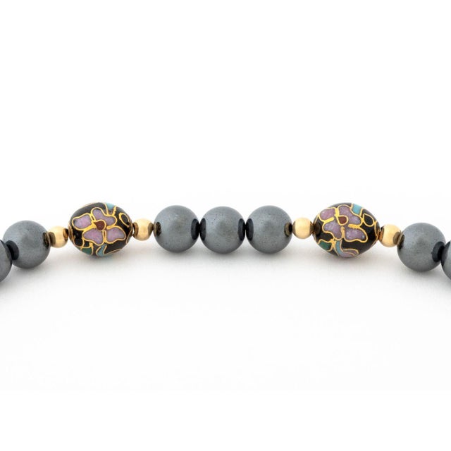 19th Century 14k Hematite & Inlaid Onyx Bead Bracelet For Sale - Image 5 of 6