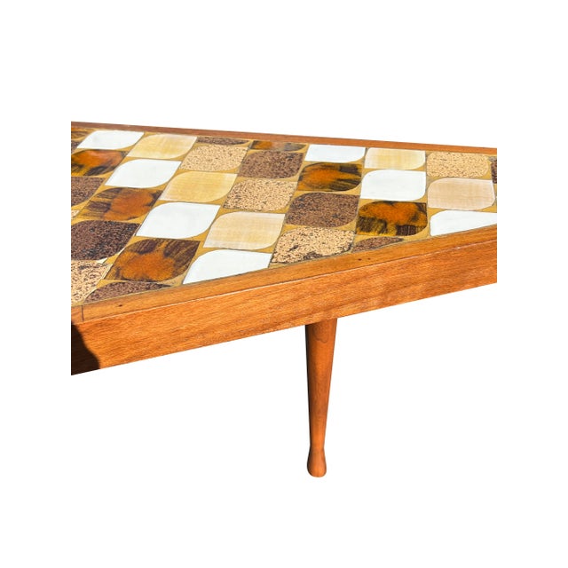 Mid Century Modern Boomerang Kidney Form Tile Top Coffee Table by Hohenberg For Sale - Image 10 of 12