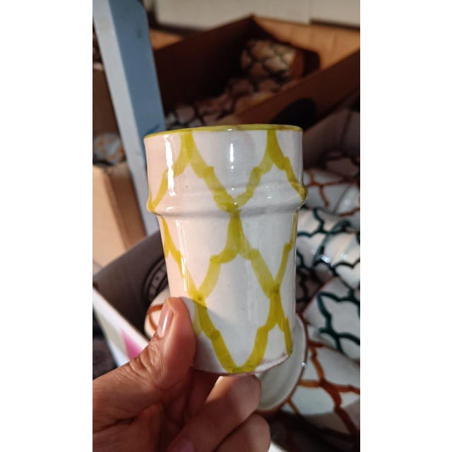 Moroccan Set of 6 Moroccan Porcelain Cups For Sale - Image 3 of 6