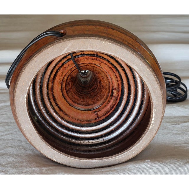 Vintage French Mid Century Brown Stoneware Studio Pottery Lamp C. 1960s For Sale - Image 14 of 16
