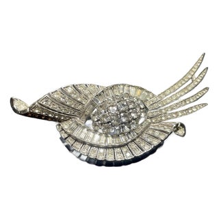 1935 Rare Vintage Trifari Alfred Philippe KTF Diamante Rhinestone Brooch For Sale