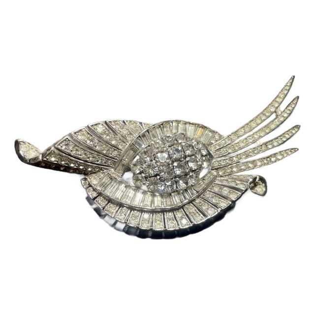 1935 Rare Vintage Trifari Alfred Philippe KTF Diamante Rhinestone Brooch For Sale