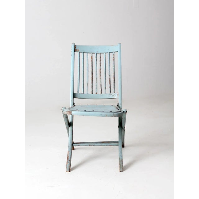 Antique Painted Wood Folding Chair For Sale - Image 6 of 12
