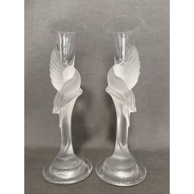 French Crystal Candleholders, 1987, Set of 2 For Sale - Image 4 of 10