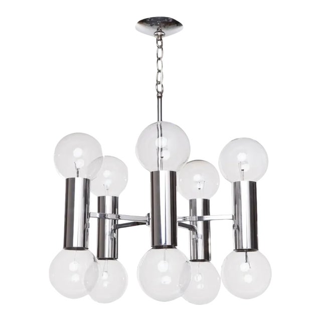 Robert Sonneman Chrome Chandelier 1970s For Sale