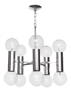 Robert Sonneman Chrome Chandelier 1970s