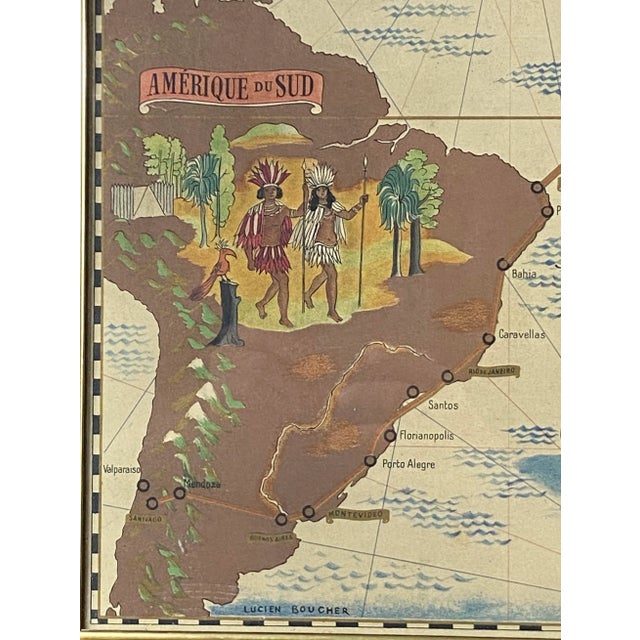 1939 Lucien Boucher, Air France 'Nova Et Vetera' Poster Map, Paris France For Sale - Image 4 of 13