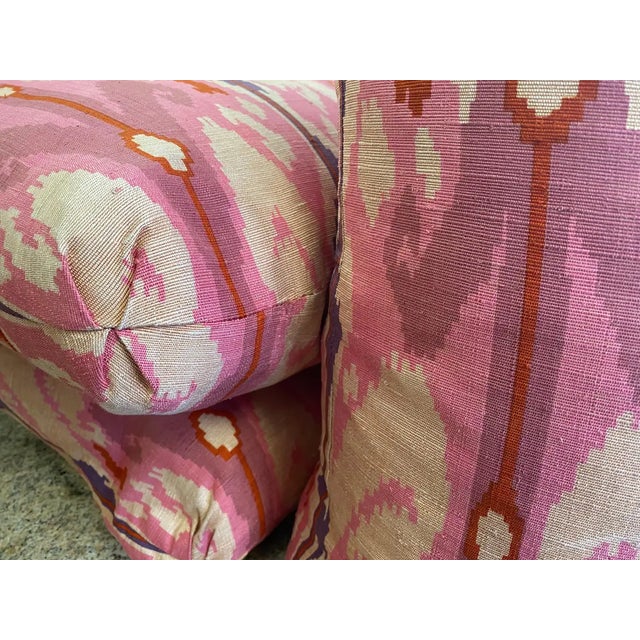 Steve Chase Modern Ikat Print in Pink and Tan Designed Pillow For Sale In Palm Springs - Image 6 of 10