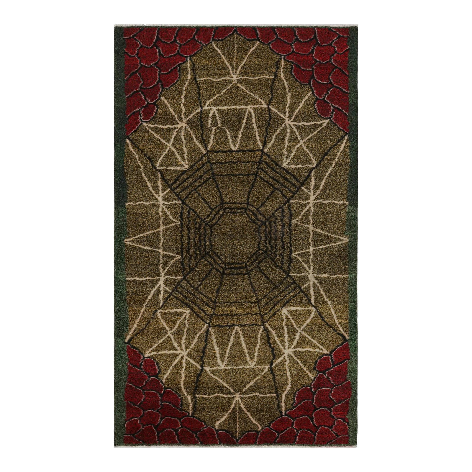 Vintage Zeki Muren Rug With Red, Green and Gold Geometric Patterns ...