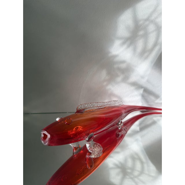 Red Large Red Sommerso Murano Glass Fish Vase with Applied Clear Fins from 1295 Murano, Italy, 1960s For Sale - Image 8 of 14