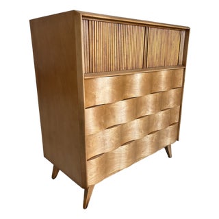 Newly Refinished Mid Century Modern High Dresser by Edmund Spence For Sale