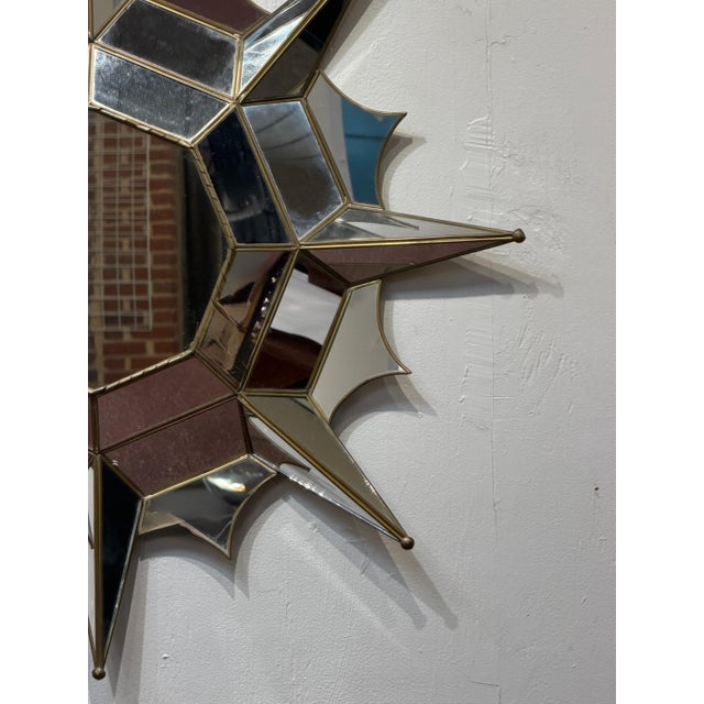Mexican Modern Gilt Metal Sunburst Mirror Style of Sergio Bustamante, 1989 For Sale - Image 10 of 11