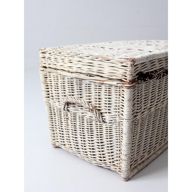 Vintage White Wicker Storage Basket For Sale - Image 17 of 18