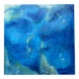 Abstract Blue Oil Painting on Board