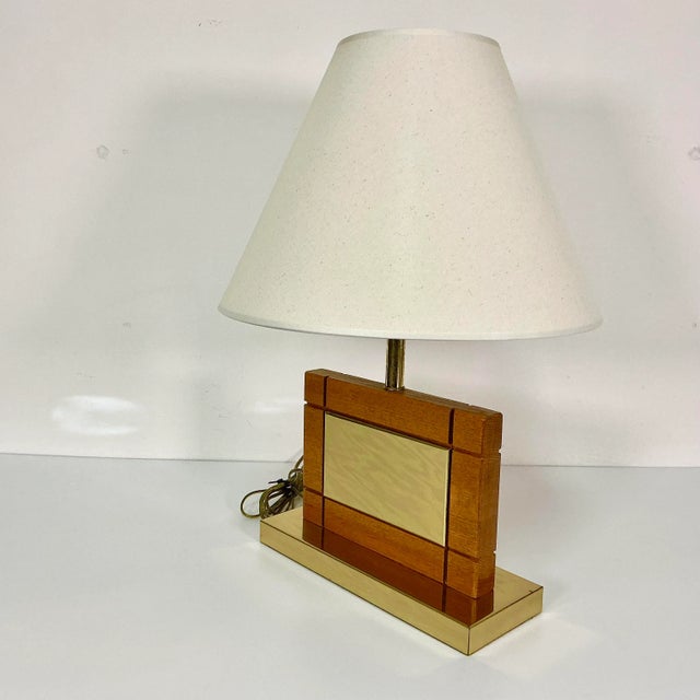 1960s Mid-Century Danish Modern Brass & Oak Table Lamp. For Sale - Image 4 of 13