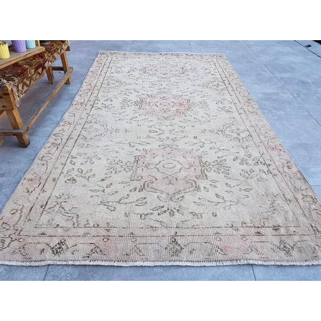 Textile 1960s Oushak Vintage Tribal Carpet For Sale - Image 7 of 11