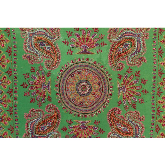 Set of 2 Vintage Mounted Verdant Paisley Textiles For Sale - Image 4 of 6