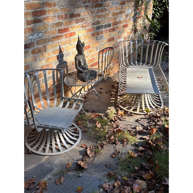 Mid 20th Century Woodard Patio Chaise and Lounge Chair, Attributed to Herbert Saiger - Set of 2 For Sale - Image 12 of 12