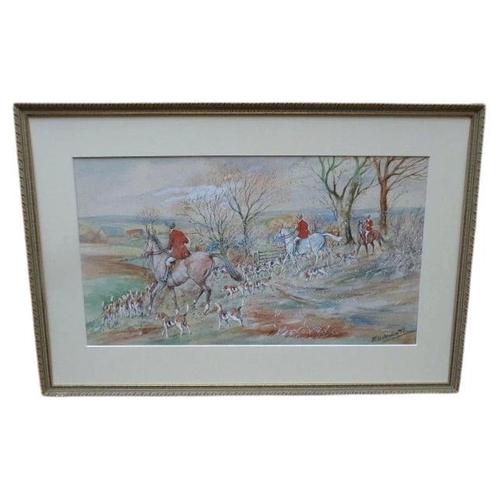E. W. Melworth, British Hunting Sporting Impressionistic Composition, Watercolour For Sale - Image 13 of 13