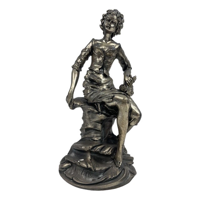 Statue in Silvered Pewter, 1920s For Sale