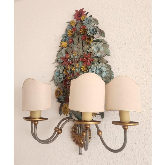 Large Vintage Gild Wall Lamp from CIANI Firenze, Italy, 1960s, Set of 3 For Sale - Image 18 of 18