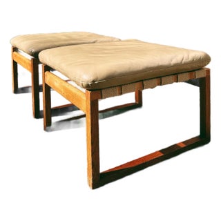 Model 246 Ottomans in Oak + Teak Attributed to Børge Mogensen for Fredericia, 1957 / Set of 2 For Sale