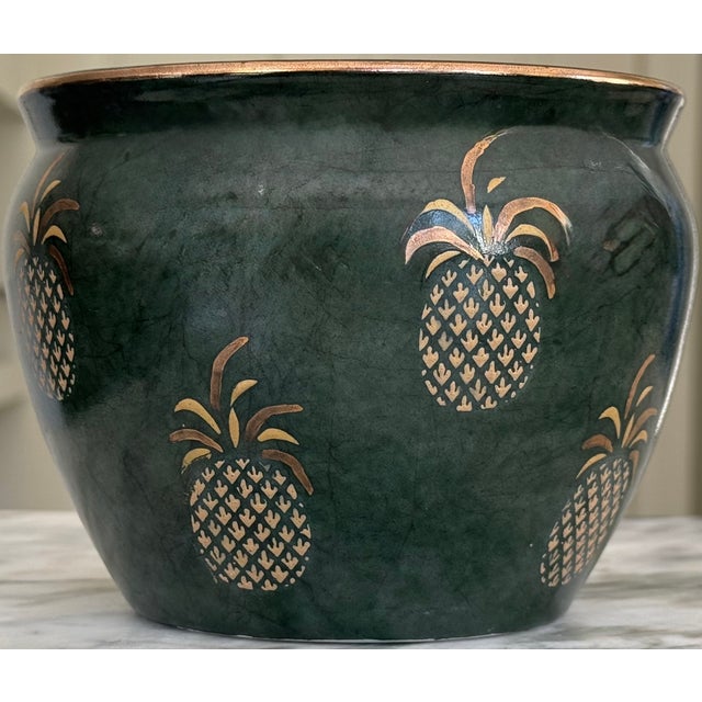 1990’s Andrea by Sadek Pineapple Motif Small Fish Bowl Planter For Sale - Image 10 of 14