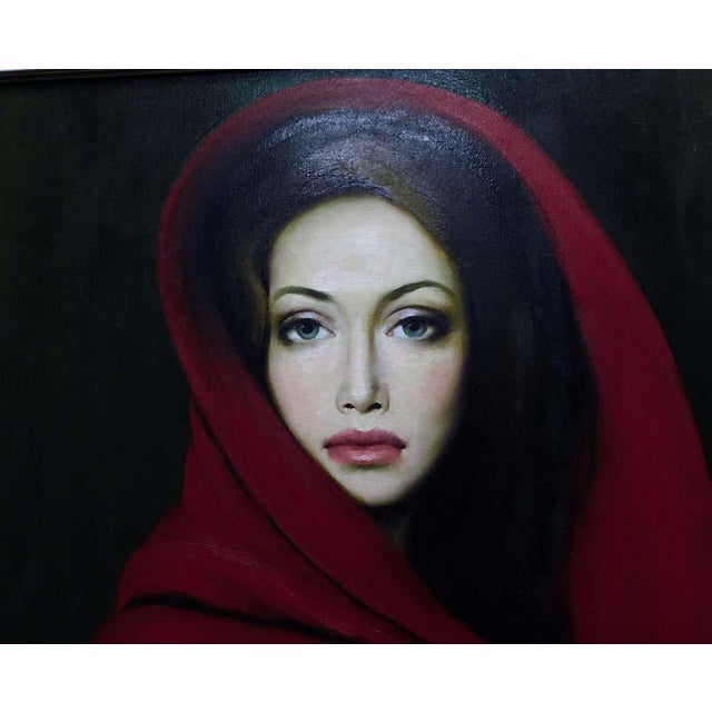 Red Taras Loboda "Lady in Red" Original Painting Oil on Canvas Hand Signed For Sale - Image 8 of 8