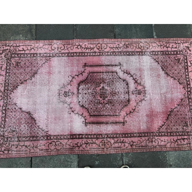 1960s Vintage Turkish Oushak Wool Rug - 3′8″ × 6′8″ For Sale - Image 6 of 11