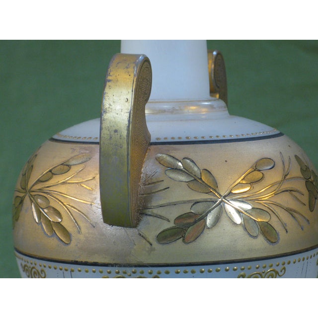 Table Lamp Glass Urn Vase Antique Bohemian Moser Gold Leaves For Sale - Image 14 of 18