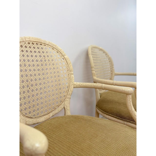 Pair of Vintage Fairfield Cane Back Chairs French Provincial Regency Accent For Sale - Image 10 of 12