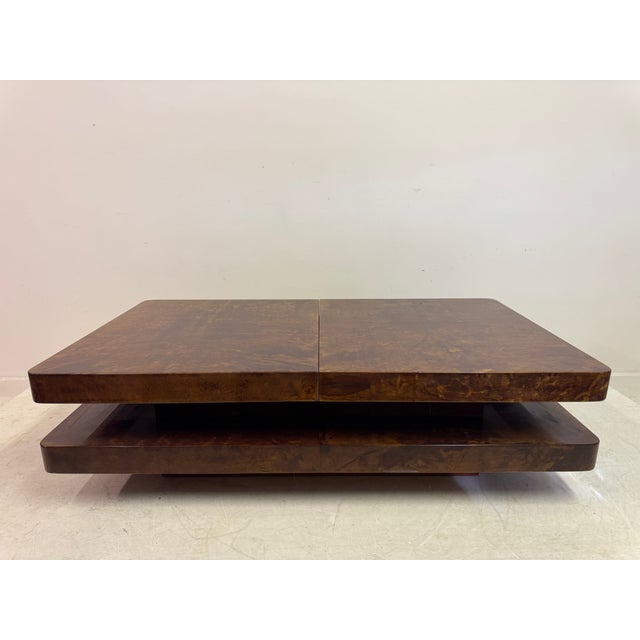 Lacquered Goatskin Sliding Coffee Table, Italy, 1970s For Sale - Image 4 of 18