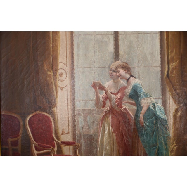 19th Century Italian Interior Scene Oil on Canvas Painting Signed J. Della Rocca in Ornate Gilt Frame For Sale In Providence - Image 6 of 6
