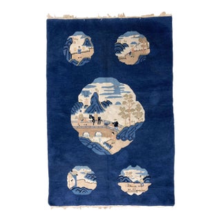 1900s, Handmade Antique Peking Chinese Rug 4.1' X 6.2' For Sale