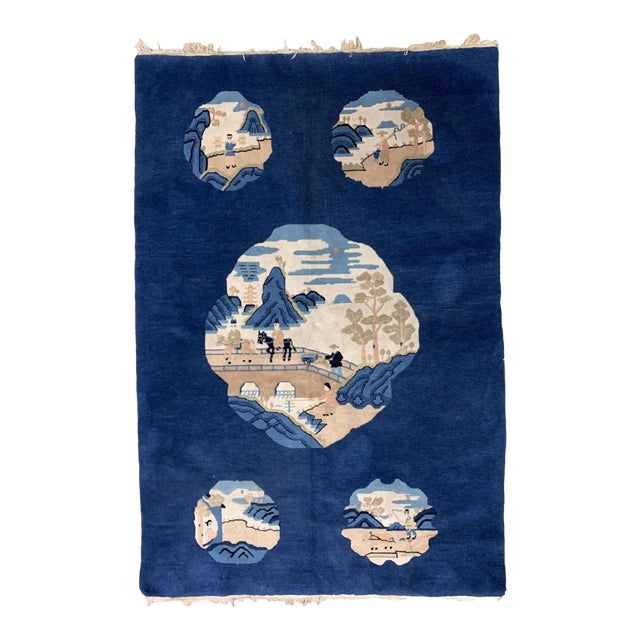 1900s, Handmade Antique Peking Chinese Rug 4.1' X 6.2' For Sale