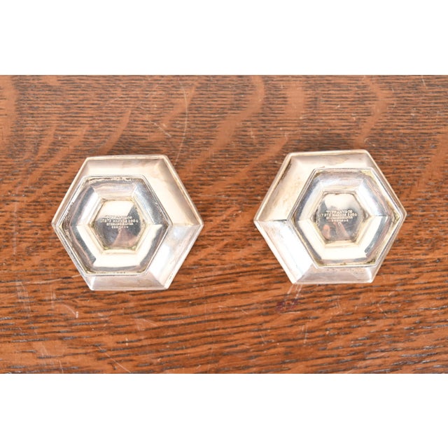 Tiffany & Co. Antique Art Deco Sterling Silver Salt Cellars, Pair For Sale In South Bend - Image 6 of 9