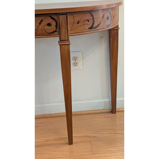 1980s Mid-Century Modern Hand Painted Bombe Demi-Lune For Sale - Image 4 of 12