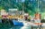 American Boats Along the Wharf Landscape by Henry Hank Volle For Sale - Image 3 of 7