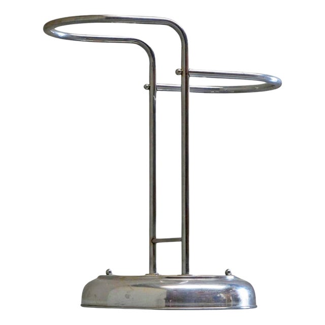 Bauhaus Style Crome Plated Umbrella Stand in Brass, 1950s For Sale
