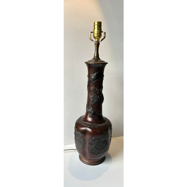 Late 19th Century Japanese Meiji Bronze Vase Lamp For Sale - Image 10 of 11