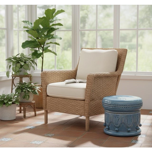 2000 - 2009 Vintage Ceramic Garden Seat / Drum Stool in Robin's Egg Blue For Sale - Image 5 of 8